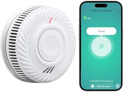 PHYSEN Détecteur de Fumée WiFi avec 10-Ans Batterie, Intelligent Alarme Incendie avec Capteur Photoélectrique Conforme à la Norme EN14604, Compatible avec Tuya/Smart Life APP
