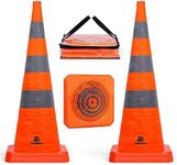 RoadHero 36 Inch [2 Pack] Collapsible Traffic Safety Cones, Multi Purpose Pop-up Cones with Reflective Collar for Road Safety, Orange Cones for Driving Training, Parking Lots