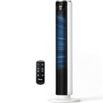 LEVOIT Tower Fan for Bedroom, 25ft/s Velocity 28dB Cooling Fan with Remote, Bladeless and 90° Oscillating Fan with 5 Speeds, 4 Modes, 12H Timer, Standing Fans for Home, White, Classic 36-Inch