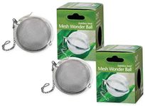 HIC Kitchen Mesh Ball Tea Infuser, 18/8 Stainless Steel Mesh, For Loose Leaf Tea and Mulling Spices, Set of 2