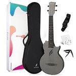 Enya Tenor Ukulele 26 Inch Carbon Fiber Cutaway Travel Ukelele for Adult with Beginner Bundle Kit Including Online Video Lessons, Case, Strap, Capo and Strings（Nova U Pro Black）