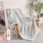 WOOMER Electric Heated Throw Blanket 50"x 60", Reversible Super Cozy Faux Fur&Sherpa, Fast Heating,4 Heating Levels & 4H Auto Off, Machine Washable, Overheat Protection,Gift