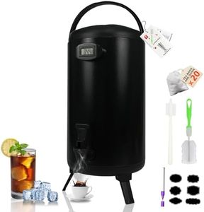 Insulated Beverage Dispenser 3 Gallon, Hot Drink Dispenser with 304 Stainless Steel Interior, Hot Water Dispenser for Parties, Hot Water Urn with Stand for Coffee Chocolate Tea Milk, 2 Pc,Black,NEW