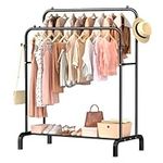 Frurark Clothes Rail Metal Double Pole Garment Rack Multifunctional Clothes Racks with Shelves for Hanging Clothes,Suitable for Home Bedroom