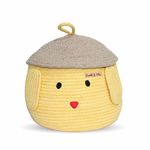 EARTH AND ME Premium Cute Bird Laundry & Storage Basket With Lid (Pot Shape)|Eco-Friendly Cotton Rope|Clothes, Towels, Blankets, Toys, Books|Size 11 Inch X 10 Inch, Multicolor