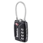 SharkByte TSA Suitcase Locks - 4-Dial Security Travel Combination Padlock, Flexible Cable Travel Lock for Suitcases Luggage Case Travel Bag Gym Locker Code Small Padlock (Pack of 1)