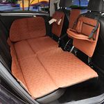 Kaptin Car Sleeping Pad, Non-Inflatable Car Mattress Folding Camping Mattress Camping Bed for Car, Portable Car Bed Mattress SUV Car Sleeping Bed Back Seat (PU Leather, 52‘’ x 31'', Brown)