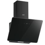 COMFEE' 60cm Angled Cooker Hood ANGJ64B-60 Tempered Glass Extractor Hood with Touch Screen, LED and Recirculating & Ducting System Wall Mounted Extractor Fan kitchen 600mm - Black