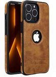 MOBIKIT Back Case for iPhone 16 Pro (6.3") (Flexible Pu Leather with Logo Cut |Raised Edges |Soft Touch Case |Brown)