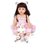 Real Baby Dolls for Girls, Full Silicone Body Reborn Baby Doll with Nipple Bottle, Pacifier & Clothes, Musical Soft Silicon Realistic New Born Baby Doll for Girl (Silicon Doll E5)