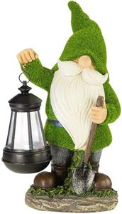 VP Home Earnest Flocked Garden Gnome with Lantern Solar Powered LED Outdoor Decor Light Great Addition for Your Garden Solar Powered Light Garden Gnome Christmas Decorations Gifts