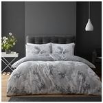 GC GAVENO CAVAILIA Printed Rose Duvet Cover Double Size, Soft & Comfy Blossom Bedding Set, Washable Bed Comforter Covers, Grey