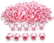 G2PLUS Pink Eyelash Glue Holder Ring - 100PCS Lash Extension Glue Rings - Small Disposable Plastic Glue Cups Rings for Eyelash Extension, Tattoo Application, Nails Extension