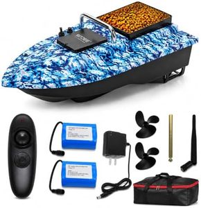 Bait Boat, RC Fishing Bait Boat, 546-Yard Range Remote Control, 4.4lb Loading Capacity, Dual Motor & Battery System | Long-Range Fishing Bait for Serious Anglers (Camouflage Mix)
