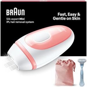 Braun IPL Silk·Expert Mini PL1014 Latest Generation IPL For Women, At-home Hair Removal Device, White/Pink, With Travel Pouch, Compact Size For On-The-Go, Easy, Safe And Efficient