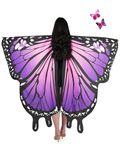 AWAYTR Womens Butterfly Wings - Fairy Ladies Butterfly Cape Halloween Costume(Pink & Purple(Little Tail),Adult)