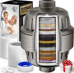 AquaHomeGroup 20 Stage Shower Filter with Vitamin C E for Hard Water - High Output Shower Water Filter to Remove Chlorine and Fluoride - 2 Cartridges Included -Consistent Water Flow Showerhead Filter