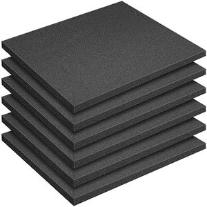 DECOHS 6 PCS Polyurethane Foam Sheet-16x12x1 Inch Cuttable Foam Inserts for Cases-Packing Foam Pads for Toolbox Camera Storage and Crafts