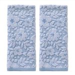 SKL Home Floral Jacquard Hand Towel Set, Sky Blue, 2 Count