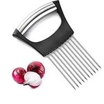 Food Slice Assistant Onion Holder Slicer,Vegetable Fruits Cutter Slicer with 10 Prongs,Stainless Steel Cutting Kitchen Gadget for Slicing Chopping Peeling