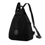 Eshow Women's Backpack Nylon Shoulder Bag Small Casual Backpacks for Women antitheft Multi-Function School Daily Girls Black