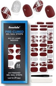 Beaolata Real Gel Nail Strips (No UV Light Needed) - 44Pcs Salon Quality Nail Stickers - Long Lasting Polish Wraps for Women, Easy Apply & Remove (Cocoa Brown）