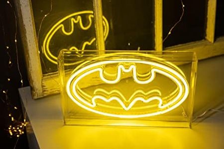 Silver Buffalo DC Comics Batman Logo Symbol USB Powered Neon Light Box, 12 x 7 Inches
