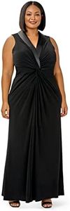 Adrianna Papell Women's Jersey Tuxedo Gown, Black, 14