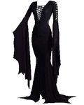 LVCBL Empire Waist Women's V Neck Vampire Long Sleeve Maxi Evening Gowns 2XL Black