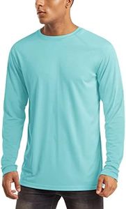 MAGCOMSEN Men's Aqua Blue Long Sleeve UPF 50+ Sun Protection Quick Dry Athletic Shirt