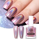 BORN PRETTY Holographic Nail Polish Pink Nail Polish Magic Rainbow Effect Nail Varnish Lacquer Holo Glitter Super Shine Nail Art Polish 10ml