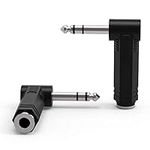 Ancable 2-Pack 1/4" 6.35mm Right Angle Stereo Male Plug to 1/4" 6.35mm Stereo Female Jack Audio Adapter