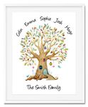 Personalised Family Tree Watercolour Premium Print Picture A5, A4 & Framed Options