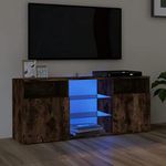 Homgoday TV Cabinet with LED Lights Smoked Oak 120x30x50 cm, Entertainment Centre Cabinet, TV Stand Hifi Cabinet Stereo Cabinet TV Unit Living Room Furniture Home Indoor Storage Chest