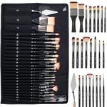 Nicpro 26pcs Paint Brush Set, Professional Paintbrushes with Palette Knife, Craft Paint Brushes for Acrylic Painting, Oil, Watercolor, Gouache & Canvas, Drawing & Art Supplies for Adults, Kids Artists