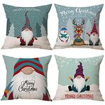 Zivisk Christmas Gonk Cushion Covers 45x45cm Set of 4 Christmas Decorations Swedish Gnome Santa Snowman Elk Decorative Throw Pillow Covers for Couch Xmas Decor