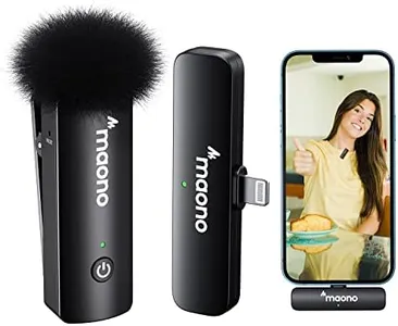MAONO Wireless Lavalier Microphone for iPhone iPad, MFi Certified, 2.4GHz Wireless Lapel Mic with One Key Noise Cancelling for TikTok, Interview, Vlogging, Live Streaming(WM600 B1)
