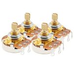 Musiclily Pro Brass Shaft A250K Metric Split Short Shaft Pots Audio Taper Potentiometers for Electric Guitar Bass (Set of 4)