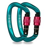 Mallez Locking Carabiner, 25KN CE Certified Heavy Duty Climbing Carabiners Clip, D-Ring Aluminum Carabiner Hook with Screwgate for Camping, Hiking, Traveling, Fishing (Green)