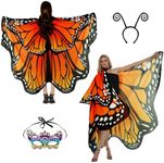 Halloween Costumes for Women Adult Double-Sided Butterfly Costumes Wing Cape Shawl 3Pcs （Orange&Red）