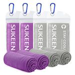 Sukeen Cooling Towel 4 Pack, Cooling Towels for Neck and Face, Microfiber Cooling Towels, Soft Sweat Towel for Workout,Yoga, Golf, Gym, Camping, Sport, Running(40'' x 12''), 2*purple/2*grey