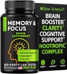 Nootropics Brain Supplements for Memory & Focus with Huperzine A, Phosphatidylserine, DMAE - Brain Health Support: GABA, Choline, DHA, Bacopa Monnieri, Memory Supplement for Brain Support, 60 Capsules