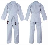 Adult Karate Suit White Uniform Poly/Cotton Gi inc free belt M/W Preshrunk, karate white kimono, white karate gi, Karate kata suit (5/180cm Large)