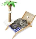 PETKARAY Cat Hammock with Coconut Palm Tree Scratching Post, Cozy Beach Chair Elevated Cat Beds, Original Cat Lounger for Indoor Cats