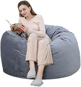 GlowSol Big Huge Giant Bean Bag Chair for Adults, Memory Foam Bean Bag Chair with Removable Machine Washable Plush Velvet Cover, Stuffed Sofa Chair, 4FT, Grey