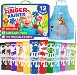 Toddler Finger Paint - Washable Paint for Kids 1-3, Finger Painting for Toddlers 1-3 - Non Toxic Baby Safe Toddler Craft Supplies for Hand and Feet, Baby Arts and Crafts for Kids, Gifts for Grandkids