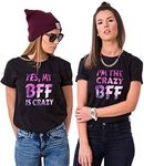 Soul Couple Best Friend T-Shirts for 2 Teen Girls Sister Shirts Crazy BFF Shirts for Women BFF Gifts Black