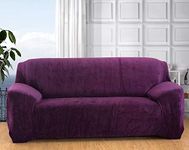 Seogva Velvet Sofa Cover, 1-Piece Sofa Slipcover Thick Furniture Cover, Stylish Sofa Chair Slipcover for Living Room, Couch Covers for Dogs, Couch Slipcover (2-Seater Loveseat, Purple)