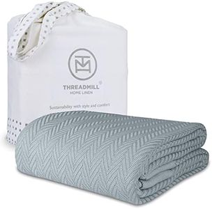 Threadmill Home Linen Multipurpose Blanket - 1 Piece Herringbone 100% Extra Long Staple Cotton, Scottish Grey