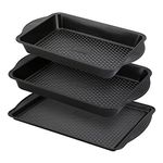 PRESTIGE Aerolift Baking Trays for Oven Non Stick Set of 3 - Dishwasher Safe Oven Trays Set with Extra Large Handles, Durable Carbon Steel Roasting Tins with 5 Year Guarantee, Black, 3 Piece Set